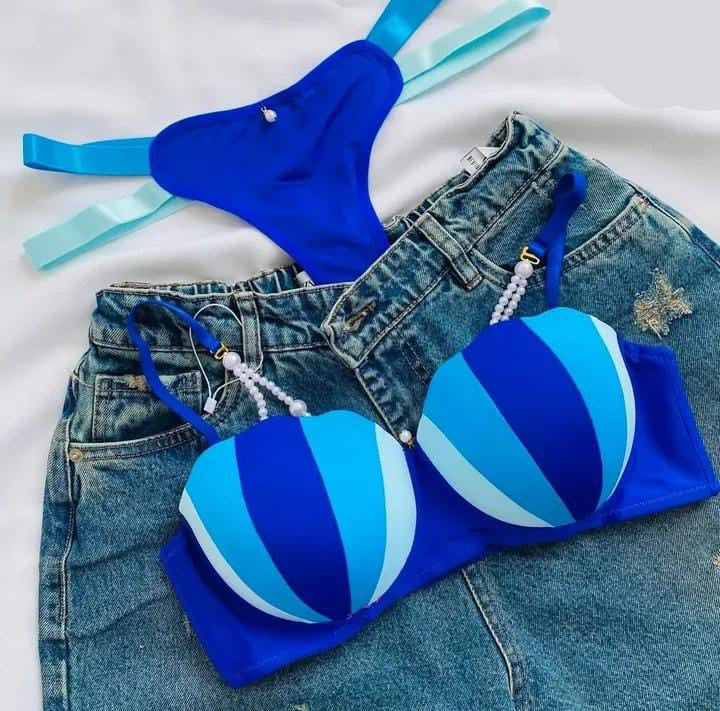 Yumi Nights Colorburst Striped Bra & Thong Set – 2 Pcs