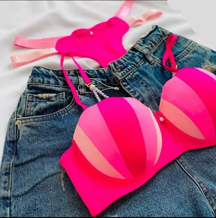 Yumi Nights Colorburst Striped Bra & Thong Set – 2 Pcs