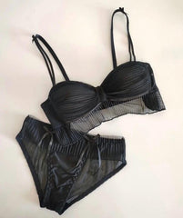 YUMI NIGHTS Pleated Charm Bra & Panty Set